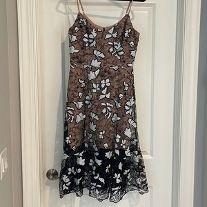 Dress the Population black mesh with white sequins. Medium.